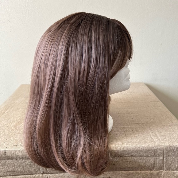 16” Natural Looking Short Straight Synthetic Heat Resistant Wig With Bangs - Picture 4 of 11
